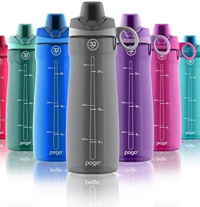 Pogo BPA-Free Tritan Plastic Water Bottle with Chug Lid, 32 Oz, Grey
