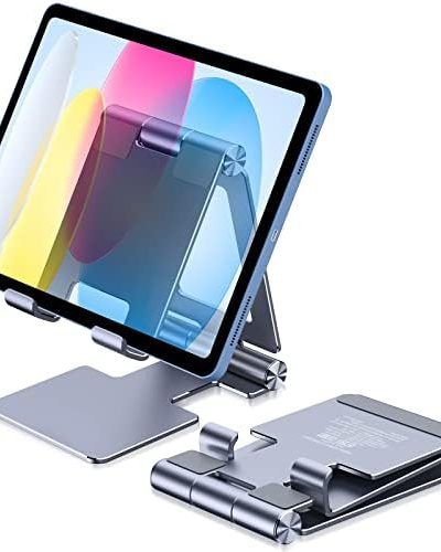 Anozer Tablet Stand, [Updated] Adjustable & Foldable Aluminium iPad Stand,Compatible with 2022 iPad Air 5/4,iPad Mini 6/5,iPad 10.2,iPad Pro 12.9/11, Portable Monitor, Surface Pro, Phones (4-13 inch)