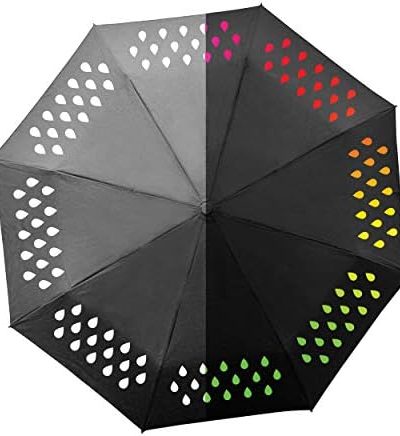 Suck UK | Color Changing Compact Umbrella | Changes Color When Wet | Changes Back to White When Dry | Lightweight Folding Umbrella | Small Backpack Essentials