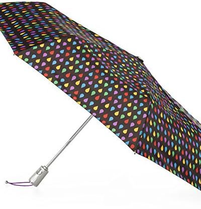 totes Automatic Eco Open Close Water-Resistant Travel Folding Umbrella with Sun Protection