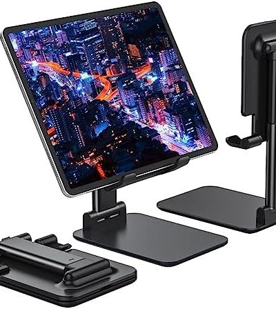 Anozer Tablet Stand Foldable & Adjustable, Portable Monitor Stand 5.55*3.94" Wide, Fit for iPad Holder Stand Compatible with iPad Pro 11, 12.9/iPad 10.9 10th; Surface Pro; Portable Monitor 4.7-15.6"