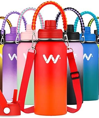 WEREWOLVES Insulated Water Bottle With Paracord Handles & Strap & Straw Lid & Spout Lid,Reusable Wide Mouth Vacuum Stainless Steel Water Bottle for Adults 24 oz, 32 oz, 40 oz